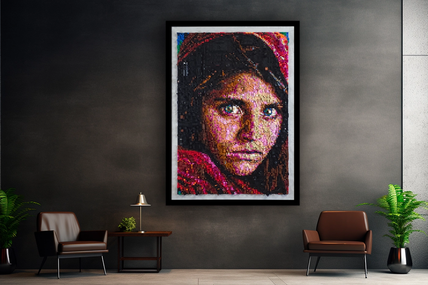 Afghan Girl, mozaic LEGO® 3D