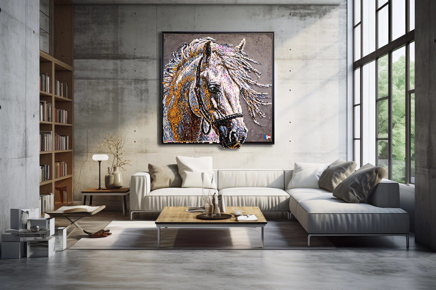 Calul Alb, mozaic LEGO 3D